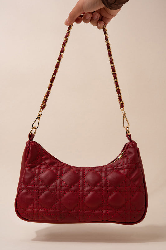 Quilted Crossbody Bag with Coin Purse | Burgundy