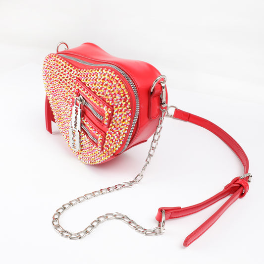 Sweetheart Rhinestone Crossbody Purse | Red