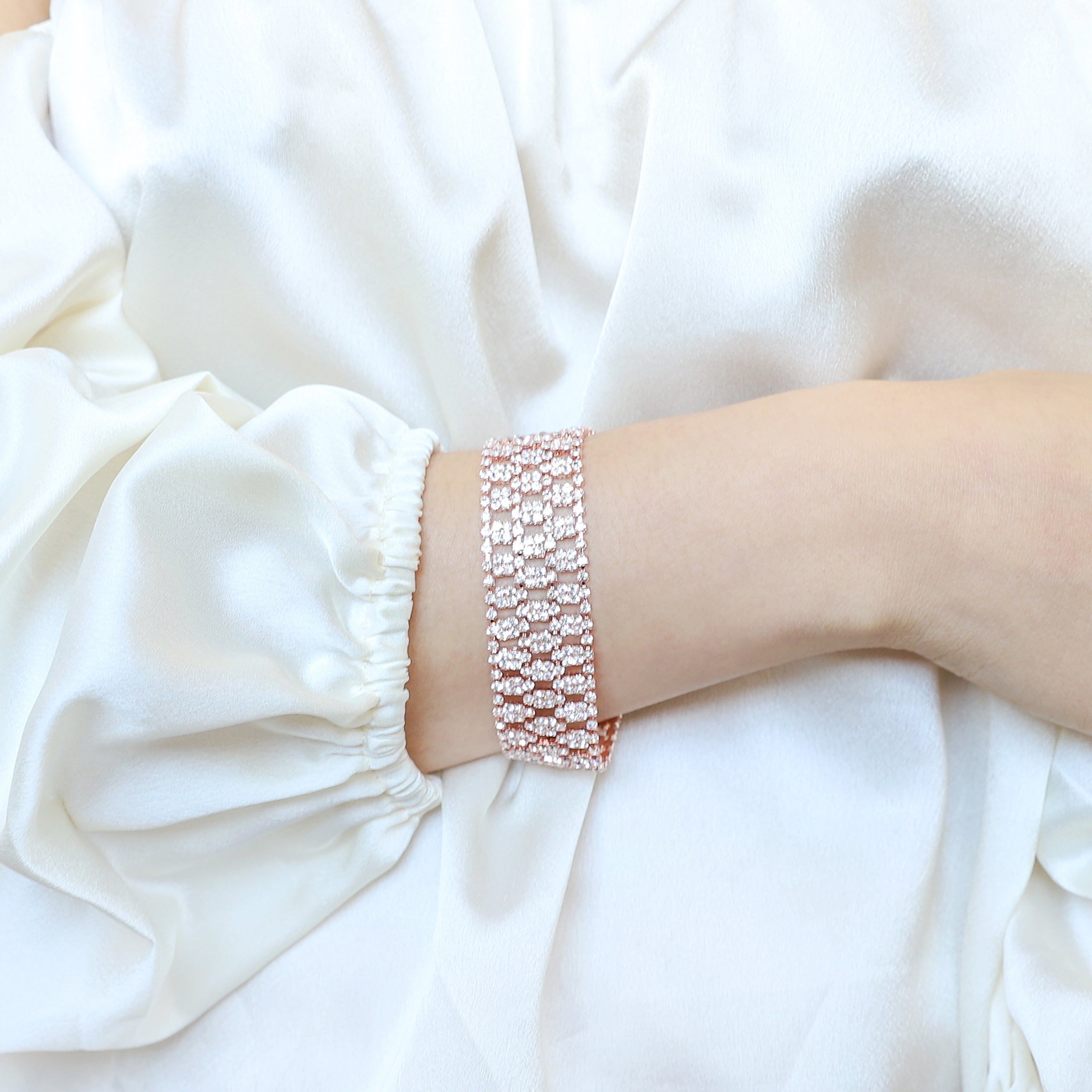 Isabelle Rhinestone Chain Bracelet | Rose Gold
