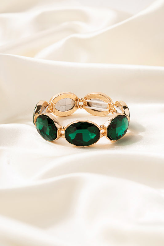 Hattie Rhinestone Stretch Bracelet | Green
