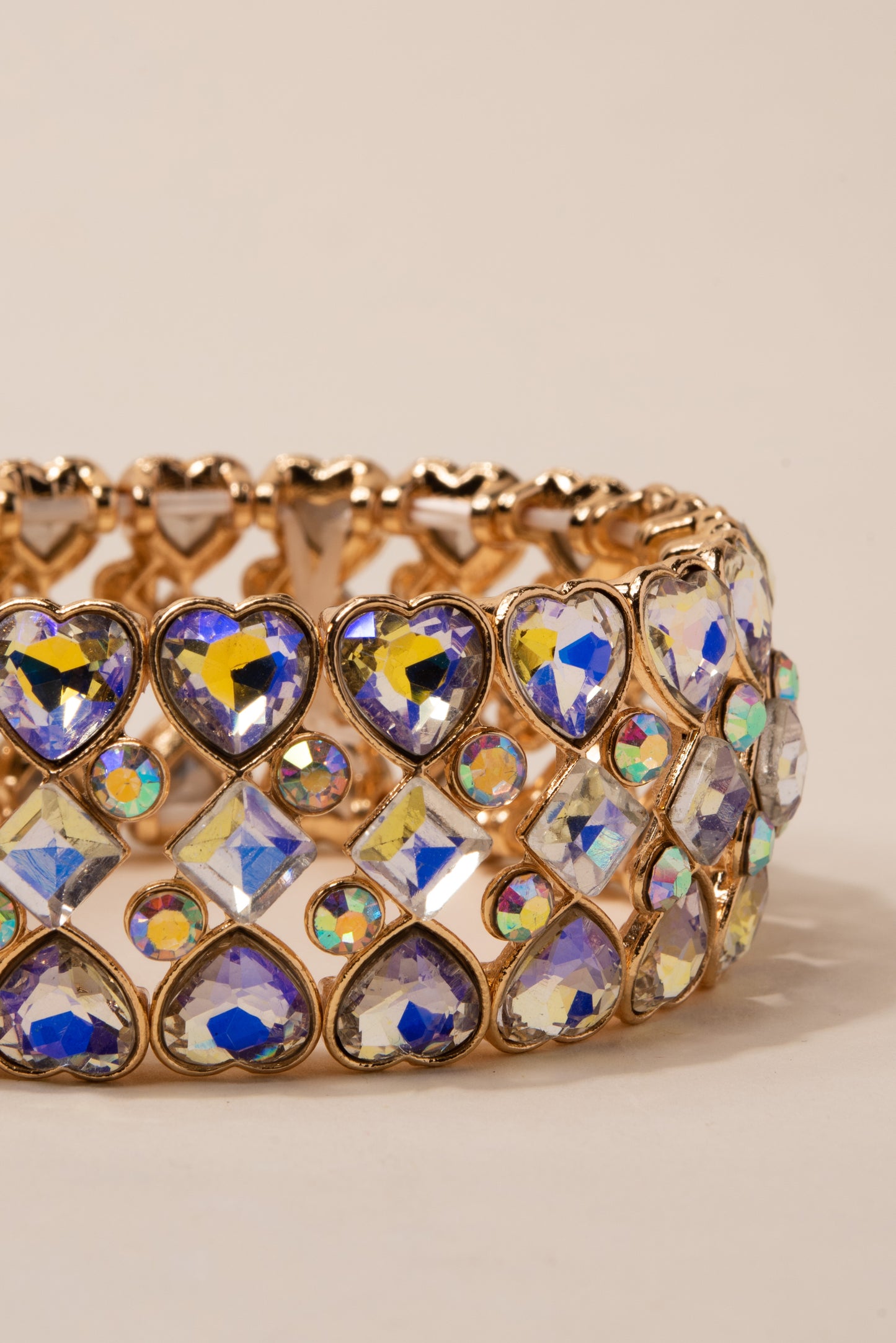 Georgian Heart Rhinestone Stretch Bracelet