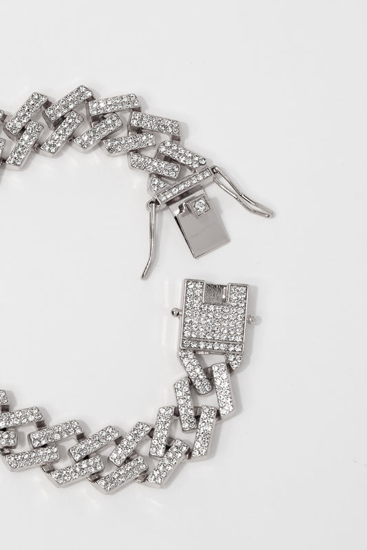 Mariah Rhinestone Link Bracelet | Silver