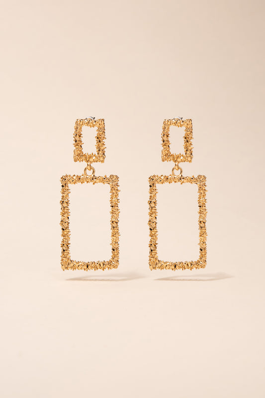 Shelly Casted Rectangle Earrings | Gold