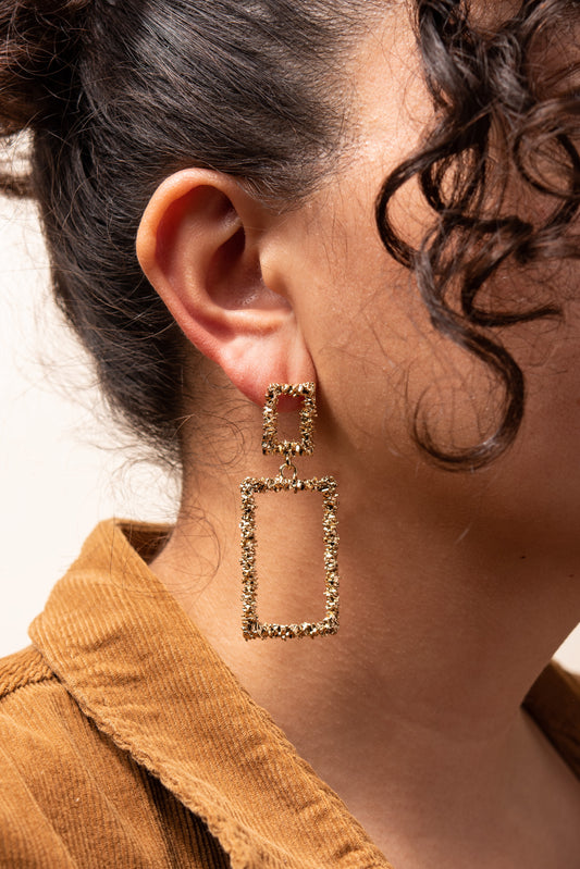 Shelly Casted Rectangle Earrings