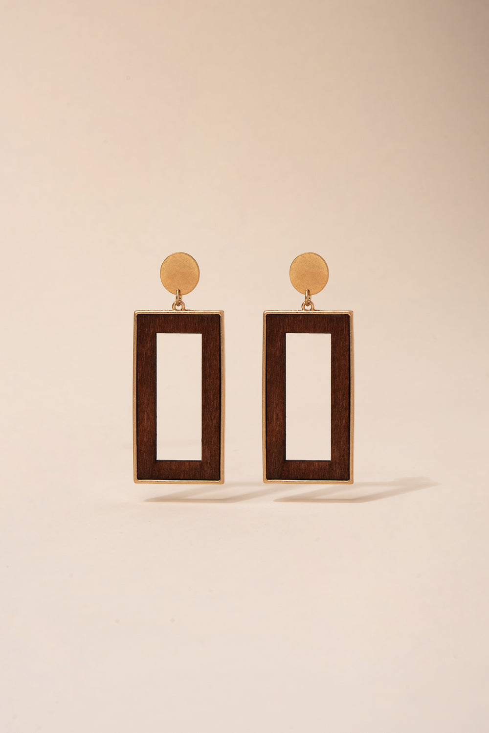 Irene Wood Rectangle Earrings | Mahogany