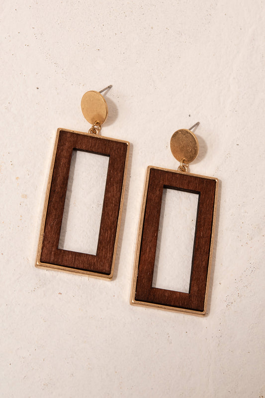 Irene Wood Rectangle Earrings | Mahogany