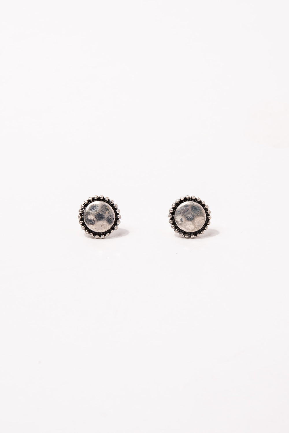 Handmade Tailored Circle Stud Earrings - Silver