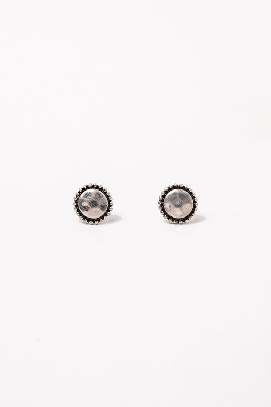Handmade Tailored Circle Stud Earrings - Silver