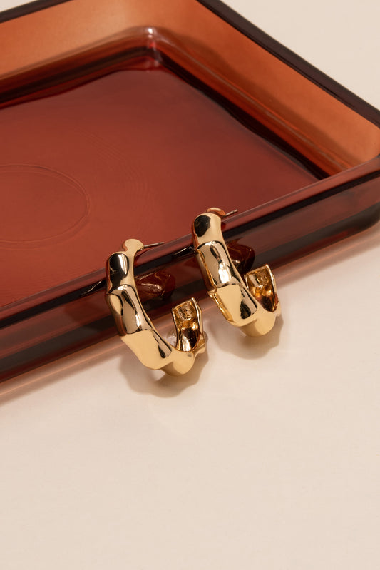 Daria Bamboo Metal Hoop Earrings