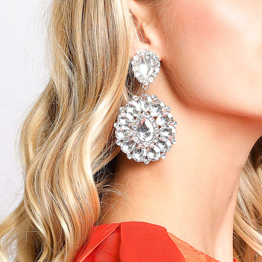 Ember Teardrop Stone Dangle Clip-on Earrings