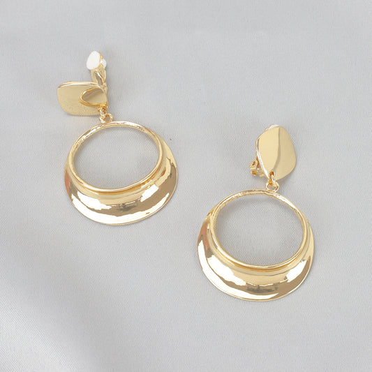 Curved Geometric Clip-on Earrings - Gold