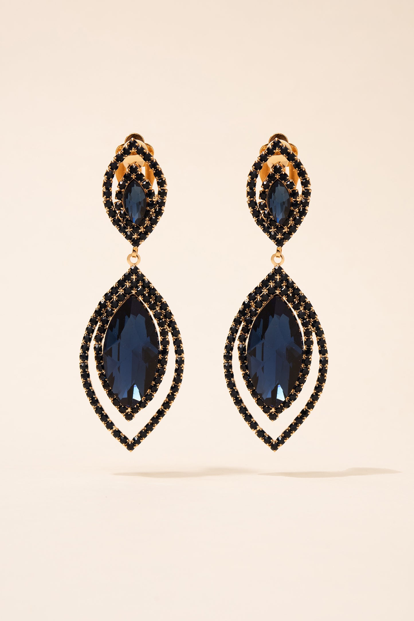Zara Double Halo Teardrop Clip-on Earrings