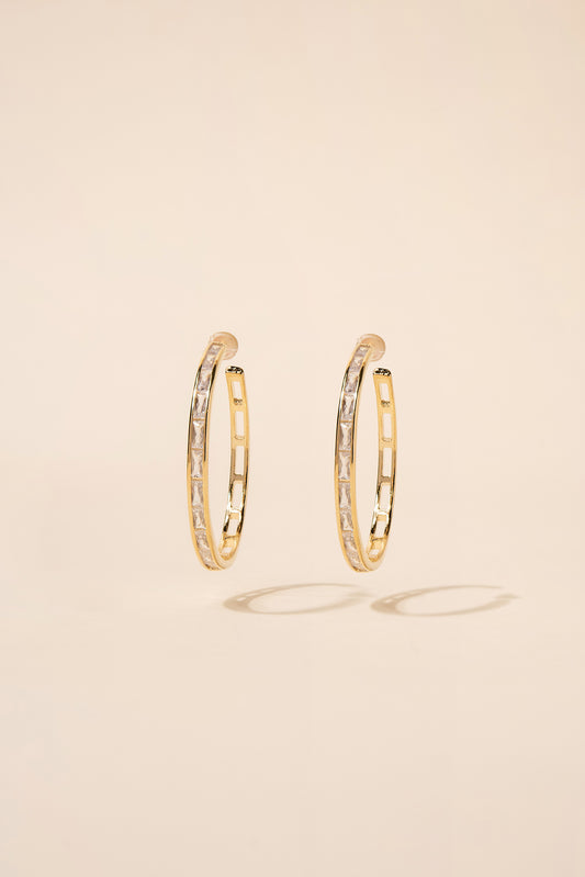 Jazlyn CZ Lined Plated Hoops | Gold