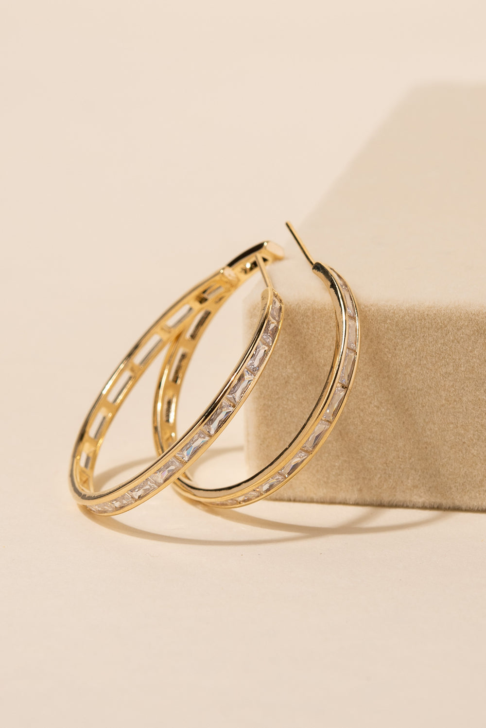 Jazlyn CZ Lined Plated Hoops | Gold