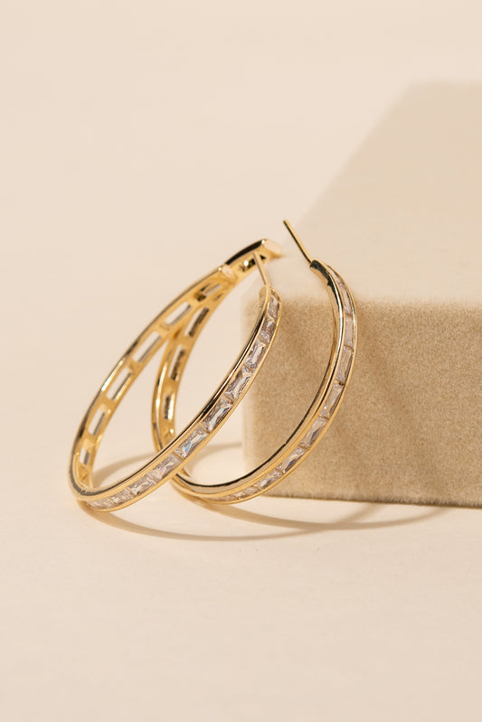 Jazlyn CZ Lined Plated Hoops | Gold