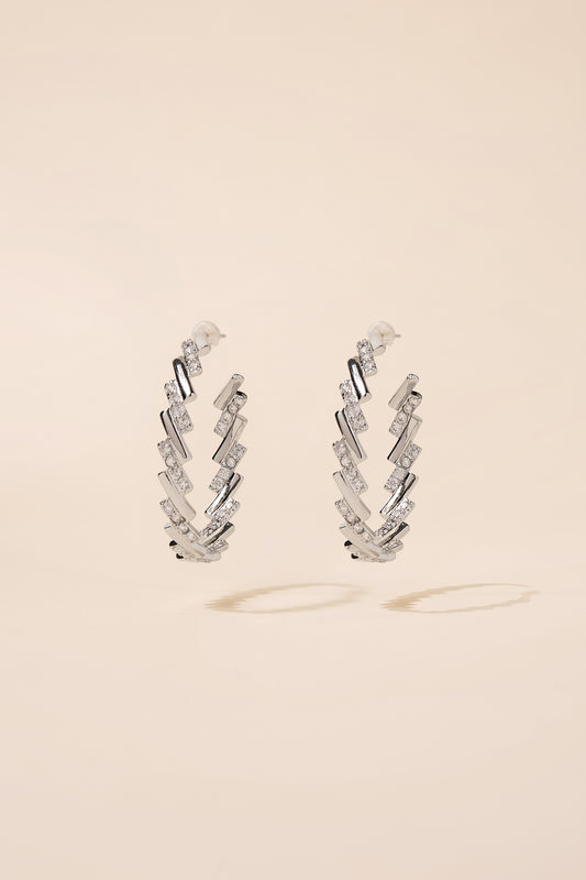 Jolie Studded Cascading Hoops | Silver