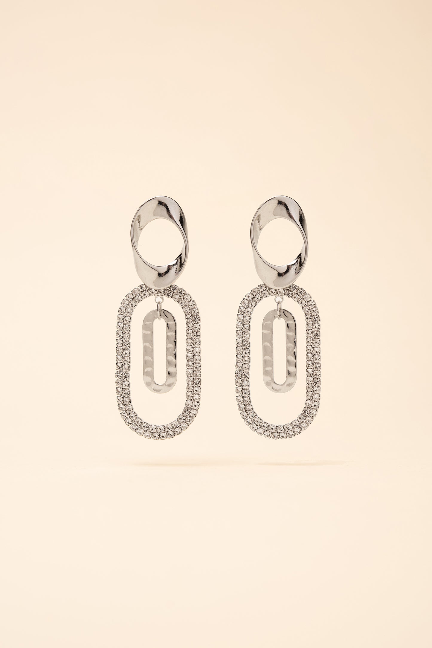 Bethany Rhinestone Double Paperclip Earrings