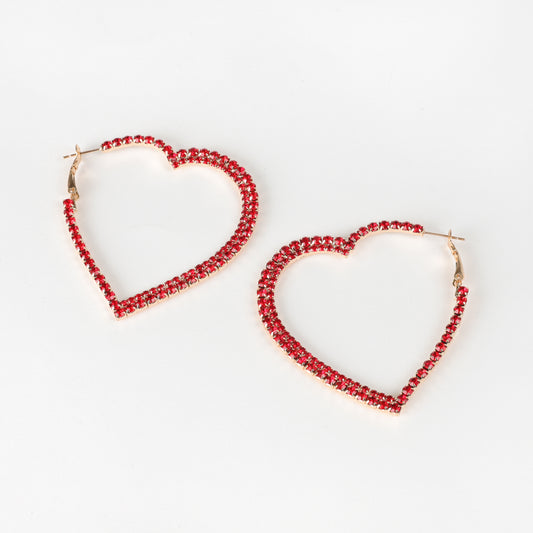 Maira's Rhinestone Heart Hoop Earrings | Gold