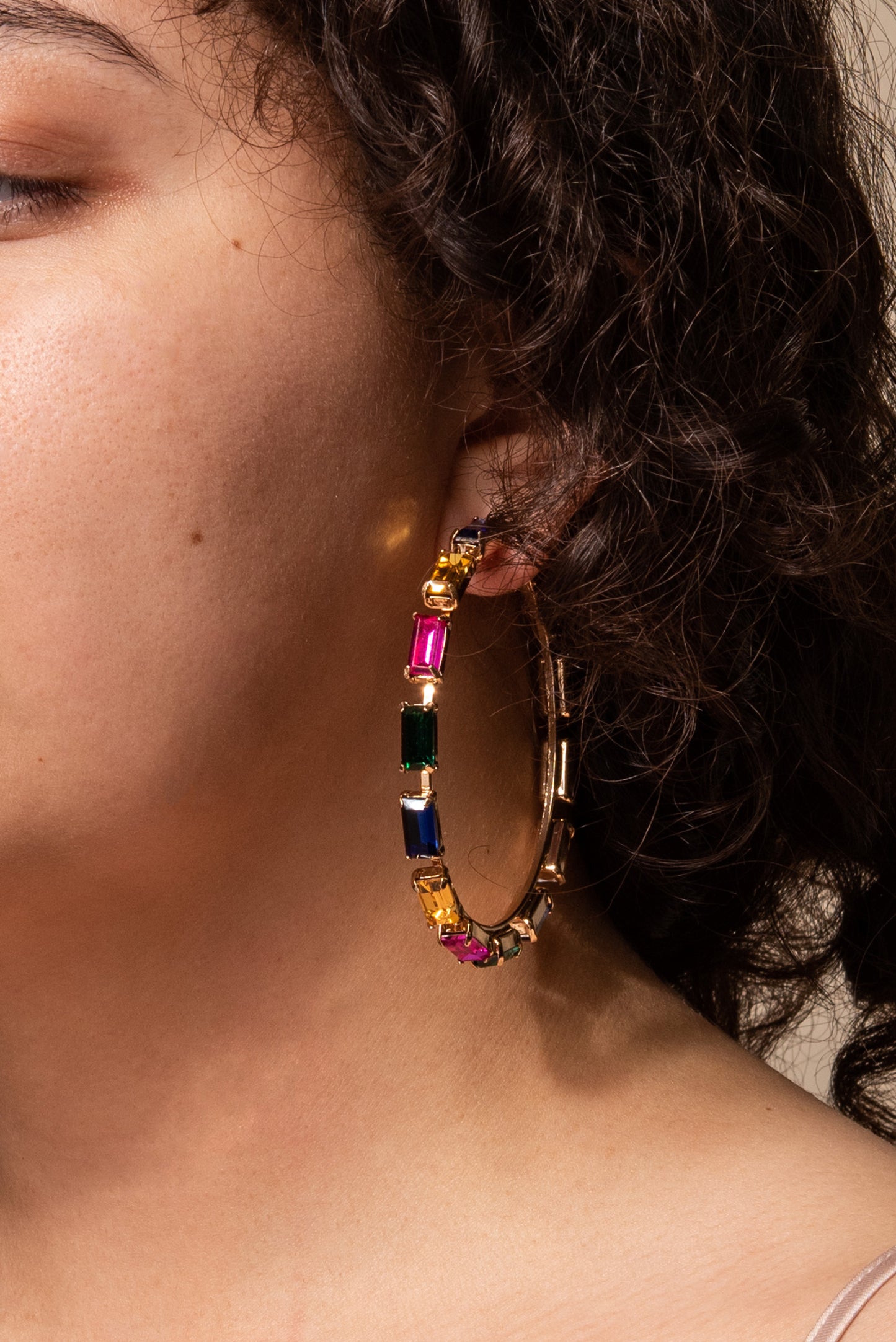 Crissy Rectangle Rhinestone Hoops
