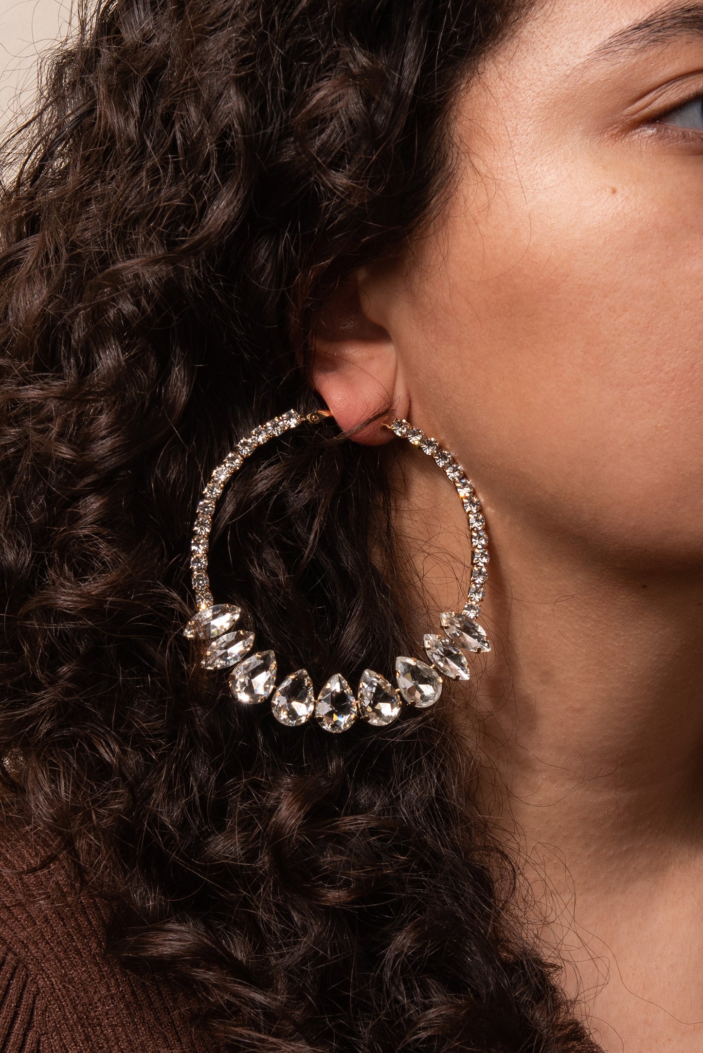 Rhinestone Embellished Hoop Earrings