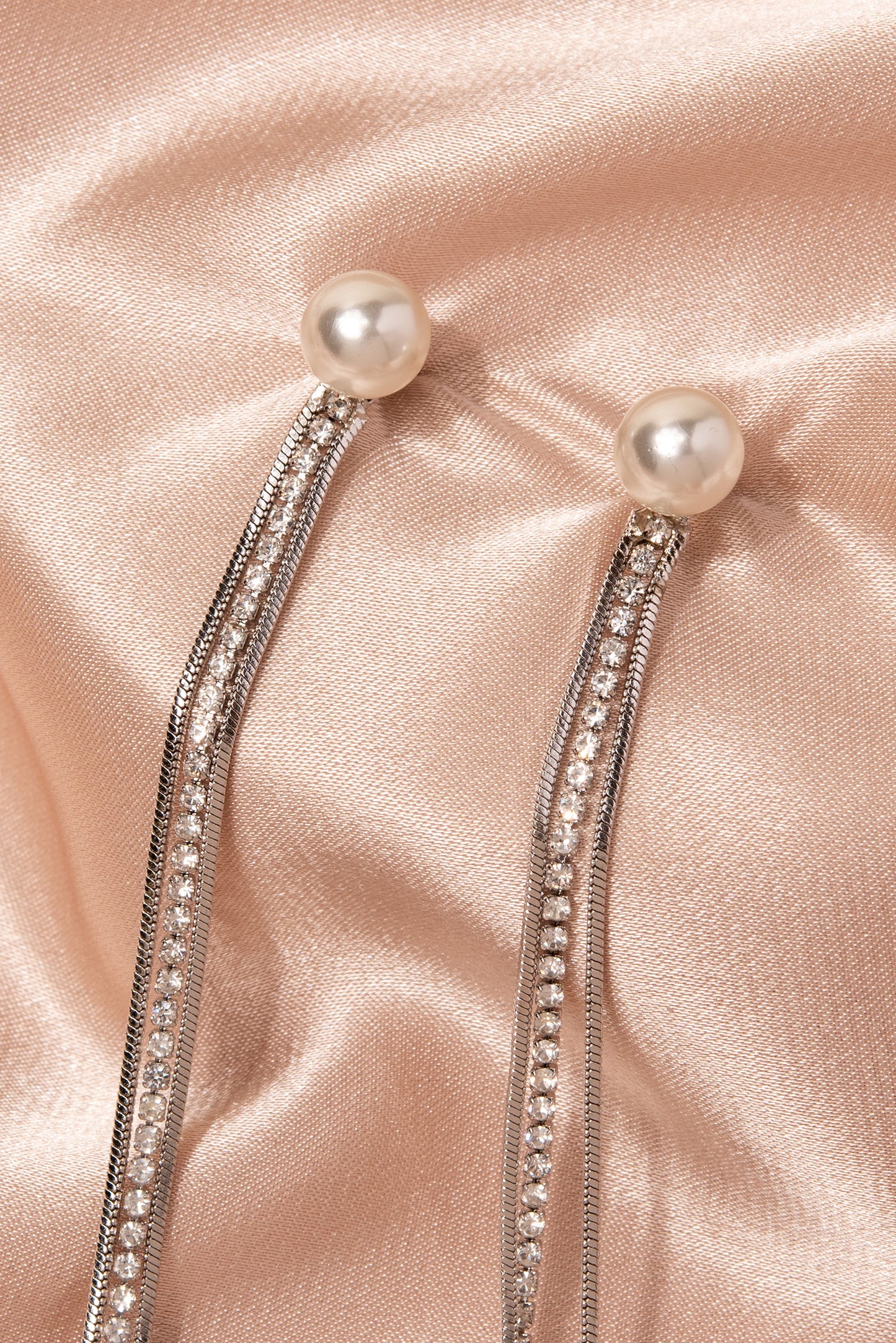Connected Pearl Studs & Chain Earrings