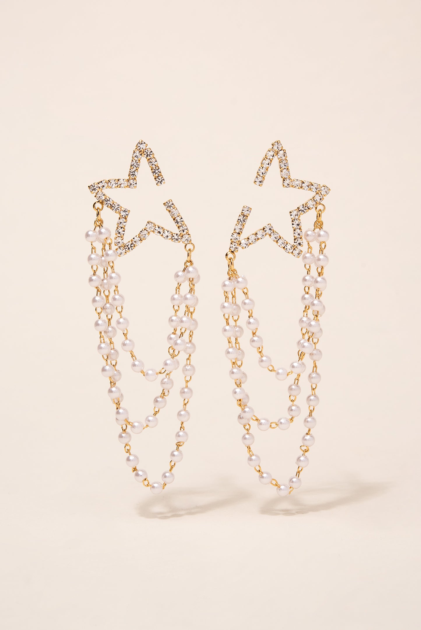 Astra Pearl Draped Star Earrings