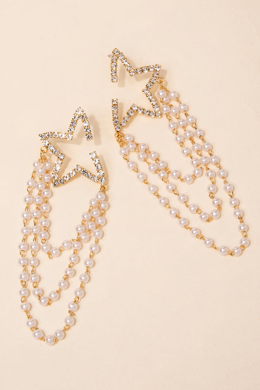 Astra Pearl Draped Star Earrings