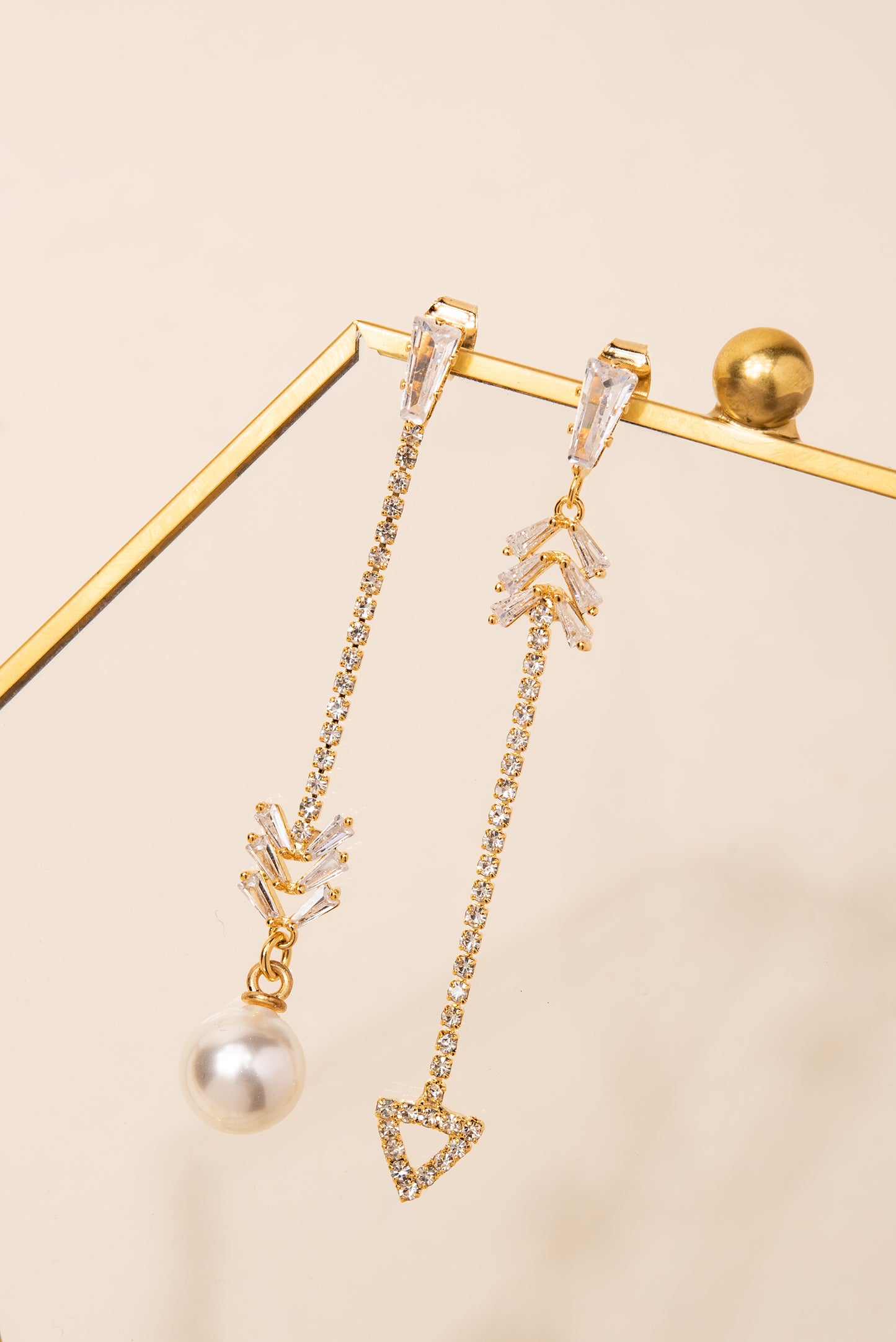 Gemini Pearl and Triangle Earrings