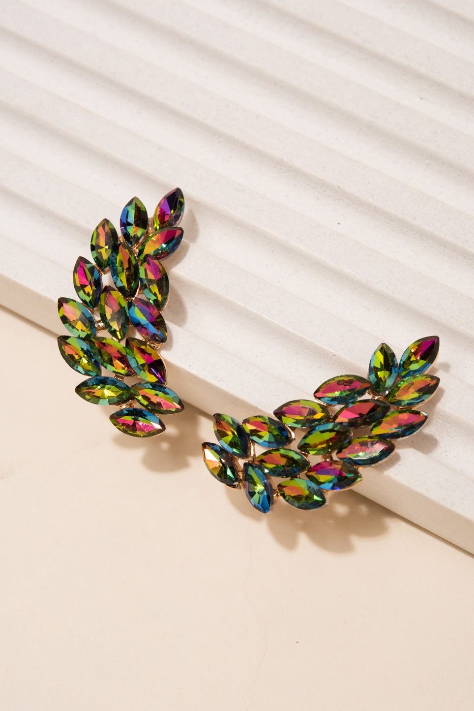 Cherub Crawler Wing Post Earrings | Green Rainbow