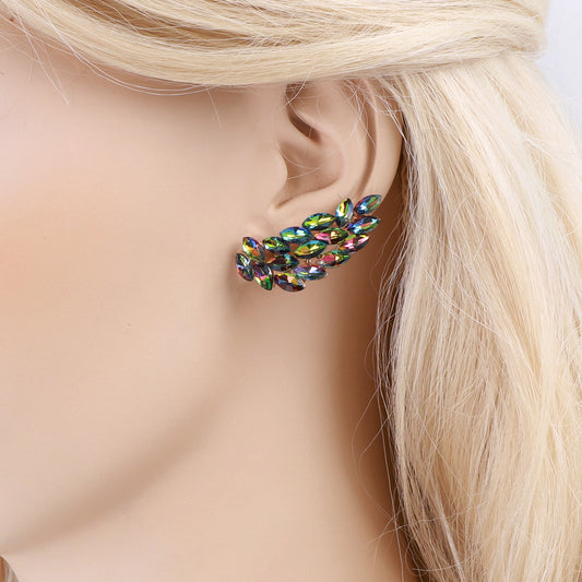 Cherub Crawler Wing Post Earrings | Green Rainbow