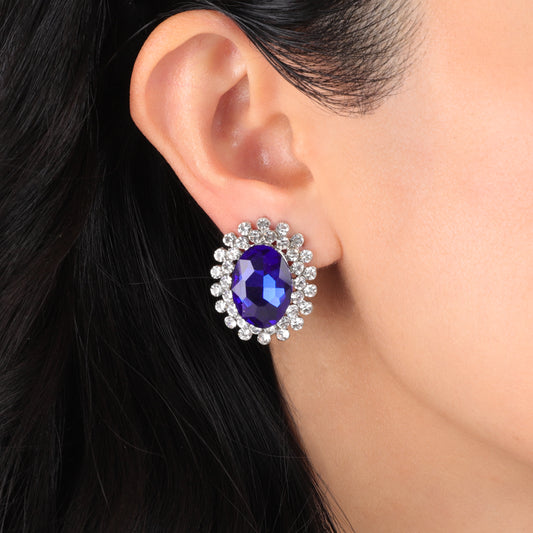 Daisy's Glass Stone Post Earrings | Royal Blue