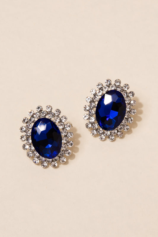 Daisy's Glass Stone Post Earrings | Royal Blue