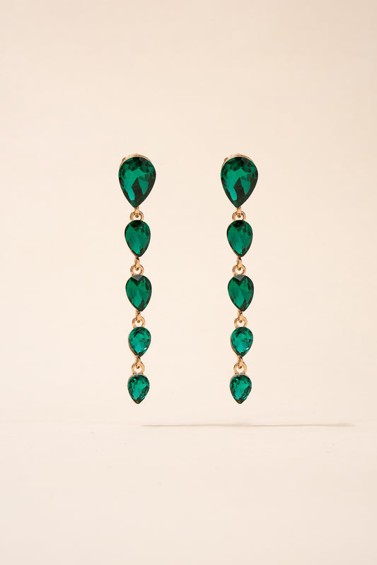Isla Teardrop 5-Tiered Drop Earrings | Green
