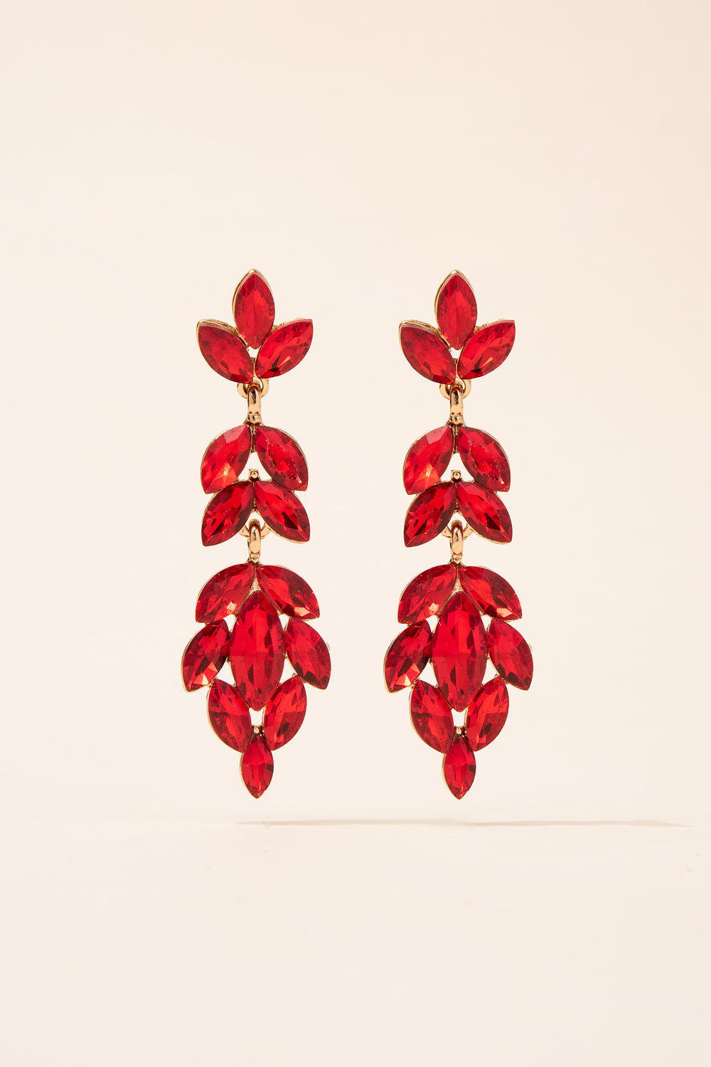 Full Bloom Floral Drop Post Earrings | Red