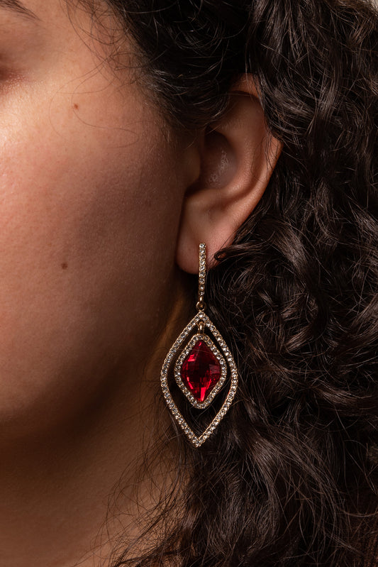 Patricia Rhinestone Earrings | Red