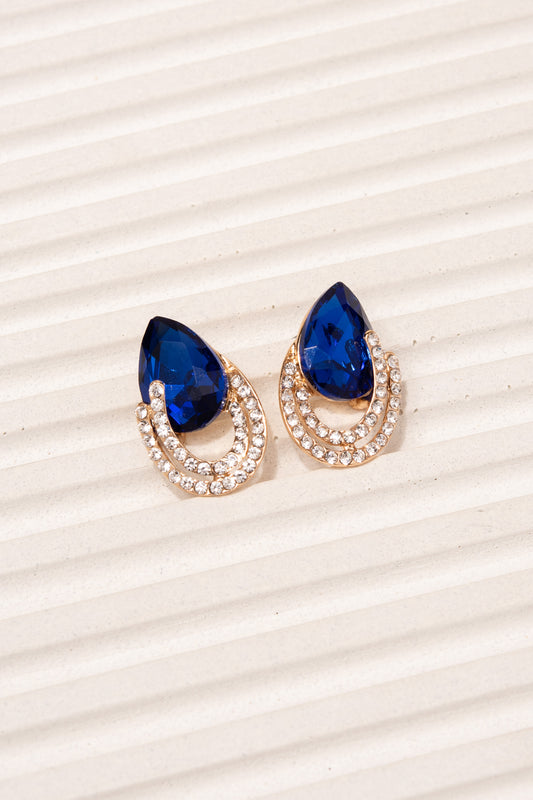 Aspen Pear & Loop Studs | Royal Blue