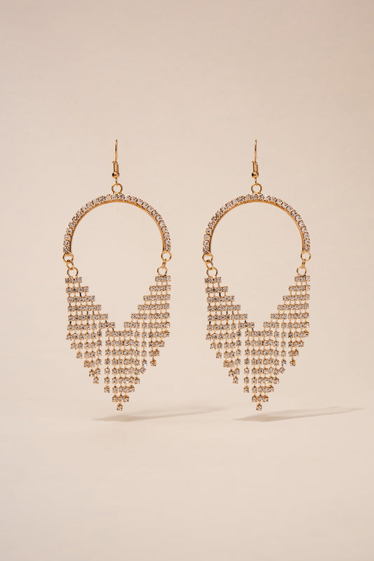 Regal Half Hoop Rhinestone Earrings