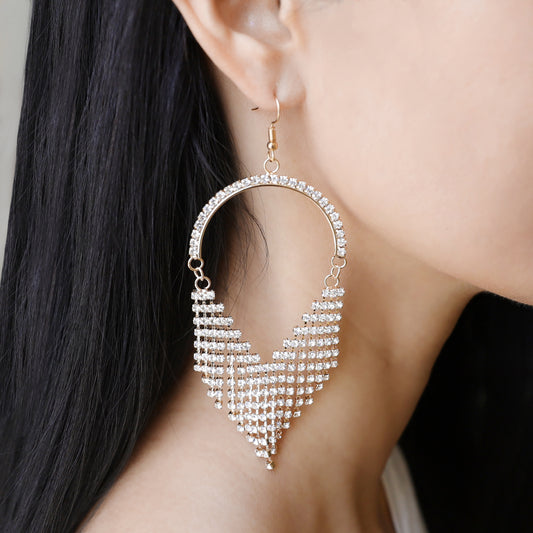 Regal Half Hoop Rhinestone Earrings | Gold