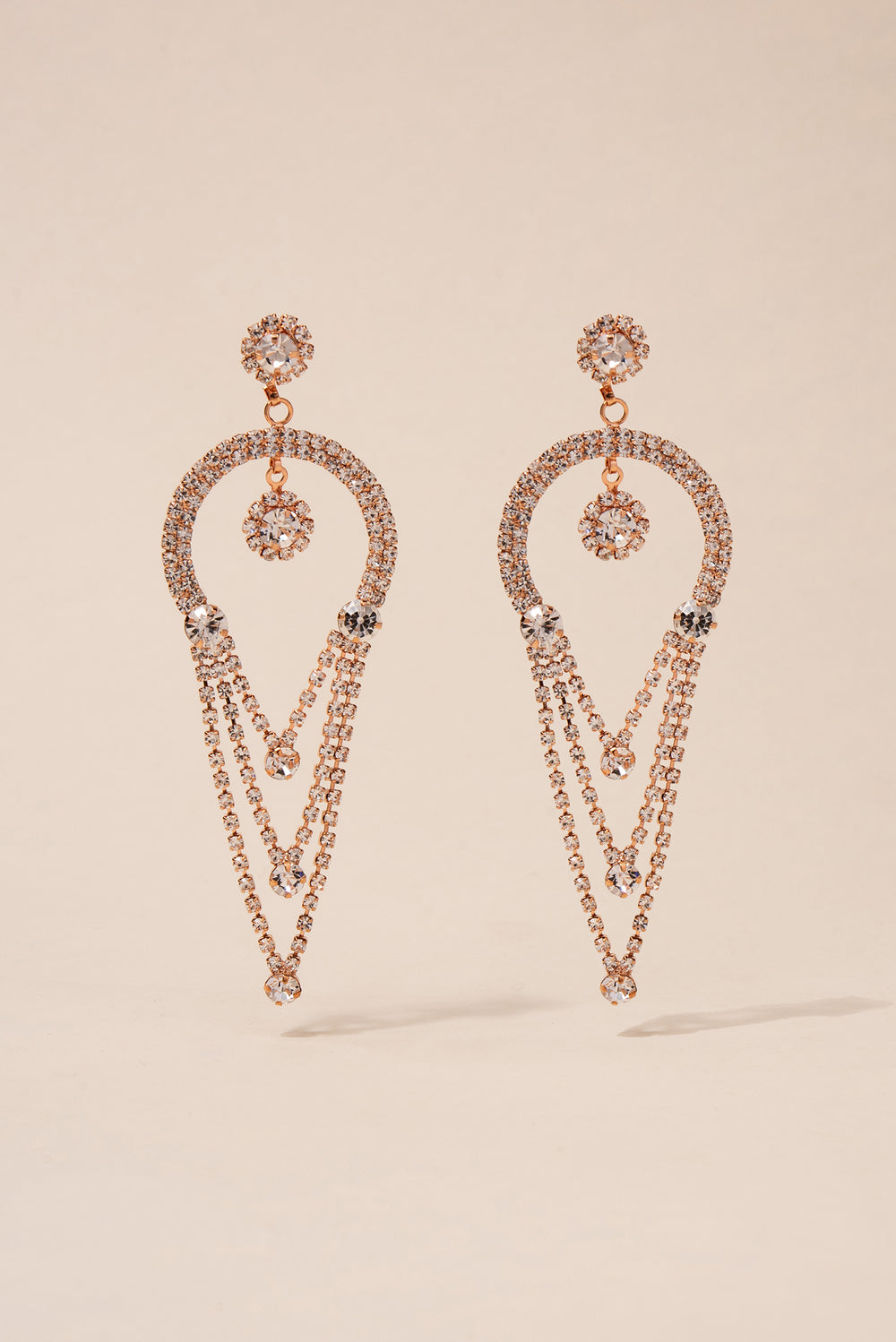 Crescent Half Hoop Drop Rhinestone Post Earrings