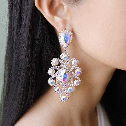 Atrium Teardrop Rhinestone Post Earrings | Gold