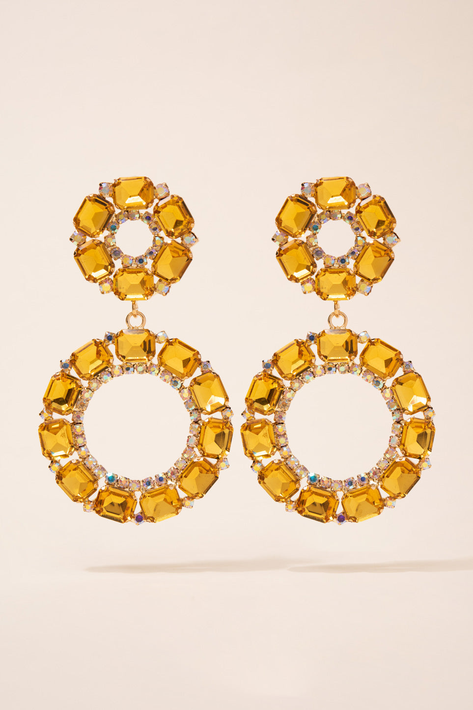 Brielle Circle Drop Rhinestone Earrings