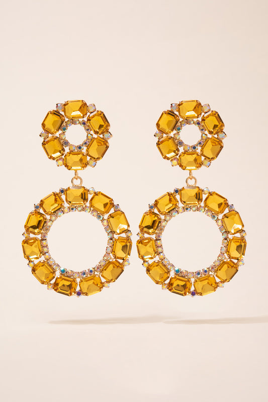 Brielle Circle Drop Rhinestone Earrings