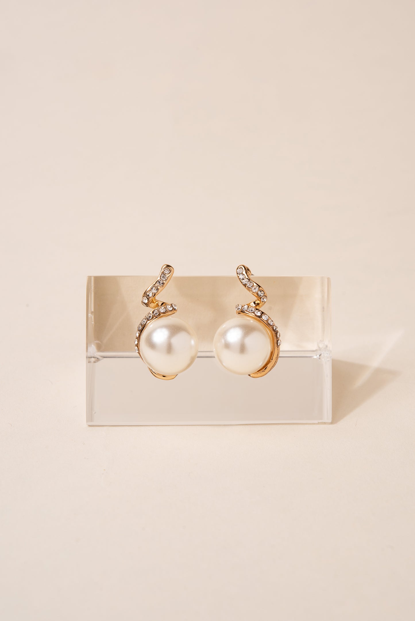 Rhinestone Swirl with Pearl Earrings
