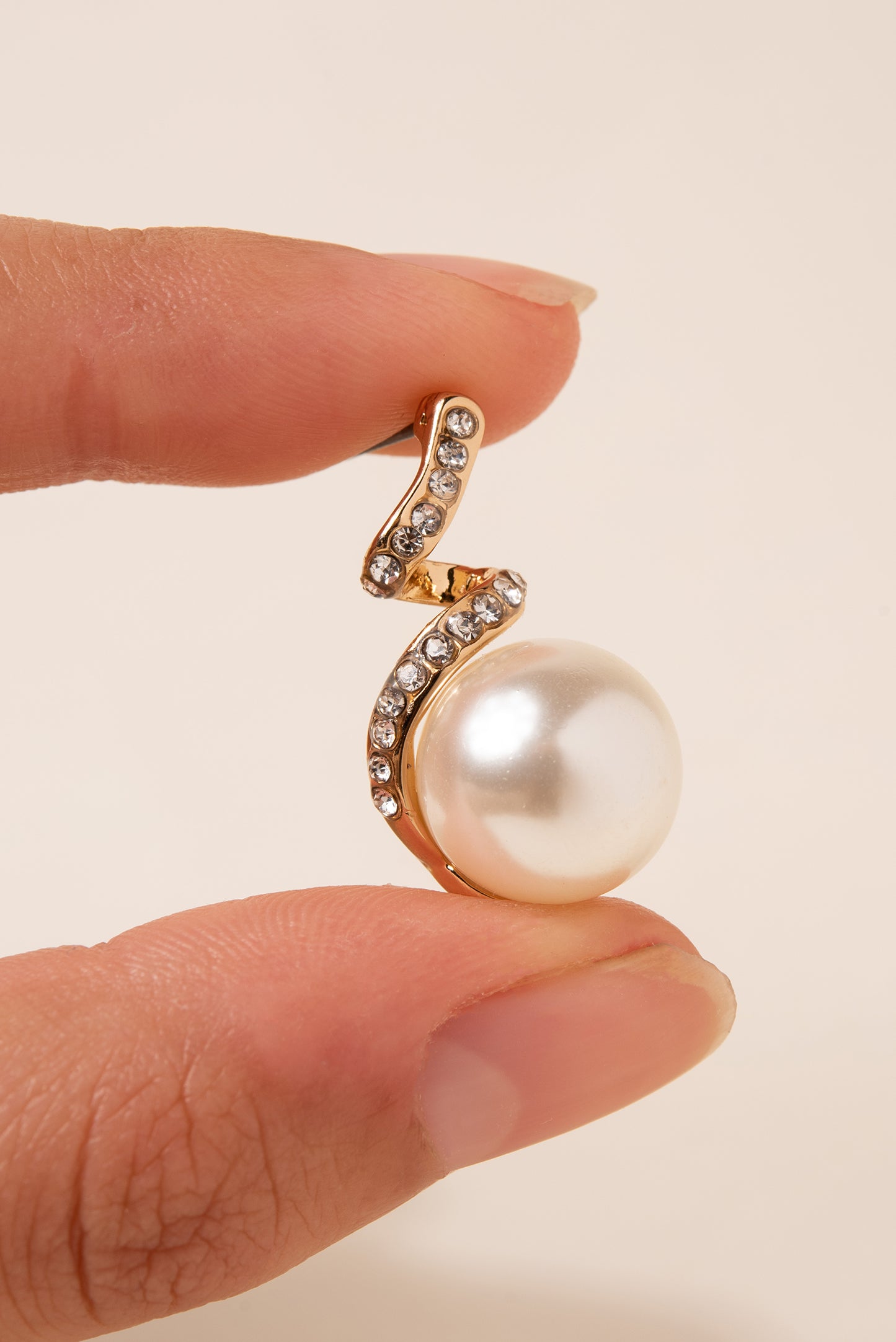 Rhinestone Swirl with Pearl Earrings