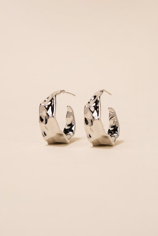 Seren Hammered Hoops | Silver