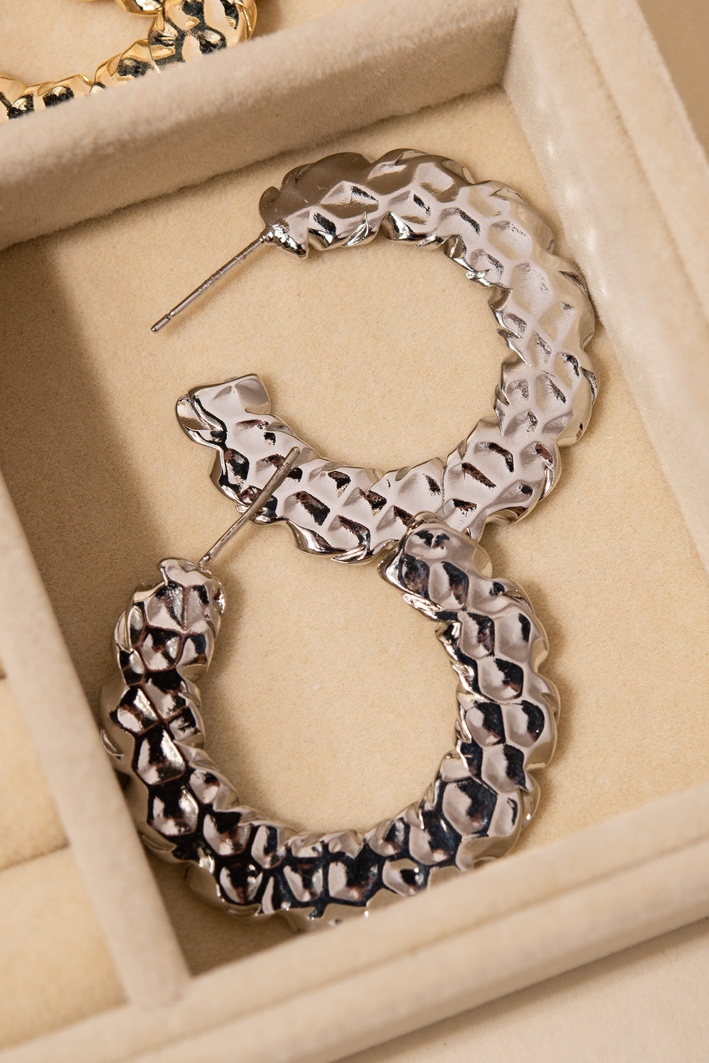 Daphne Plated Hammered Mini Hoops | Silver