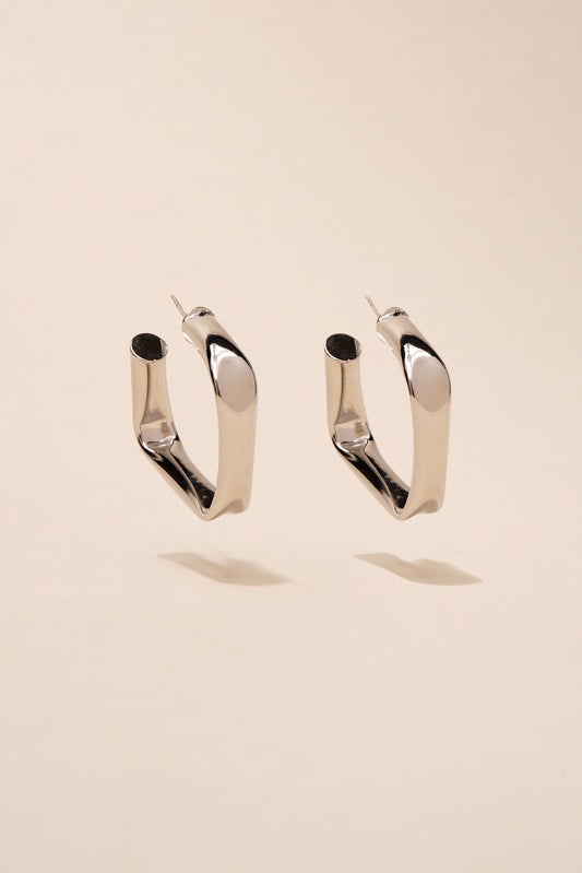 Fay Square Hoop Post Earrings | Silver