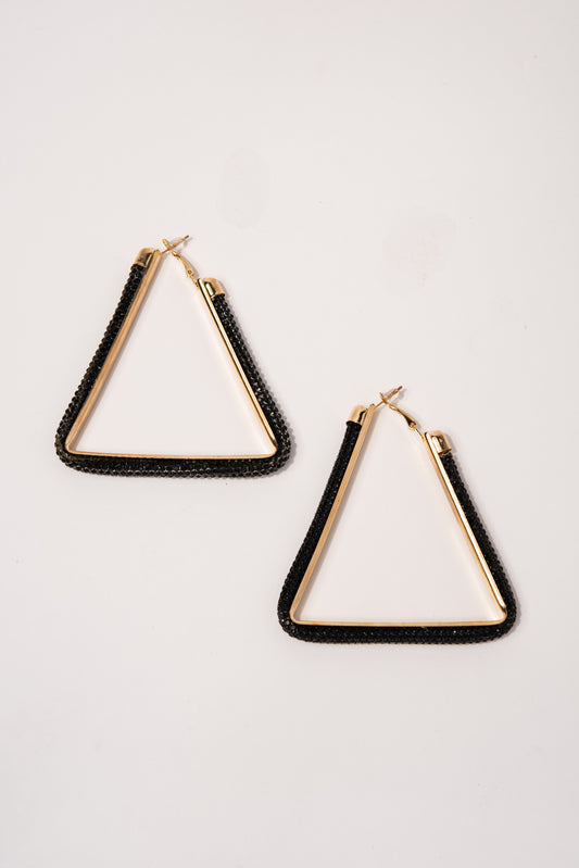 Sage Triangle Rhinestone Post Back Earrings