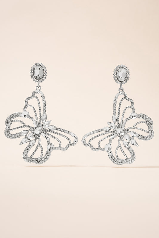 Kaz Large Butterfly Stone Drop Earrings | Silver