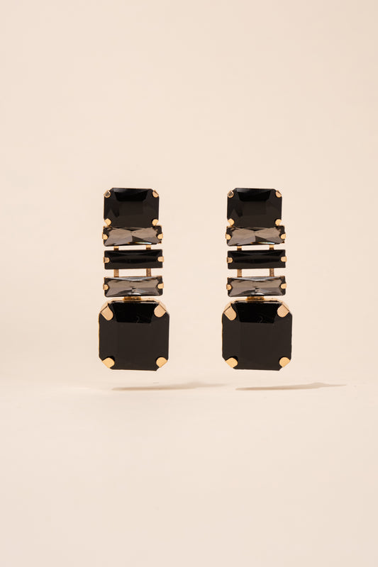 Margot Rhinestone Stack Earrings | Black